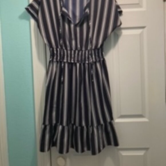 MPH Blue Striped Dress 1X - Picture 2 of 3